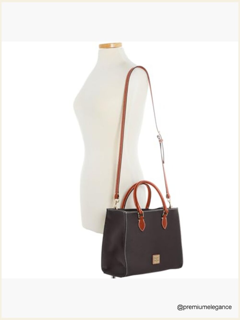 Pebble Grain Leather Satchel Handbag, Adjustable Crossbody Strap - Picture 5 of 6